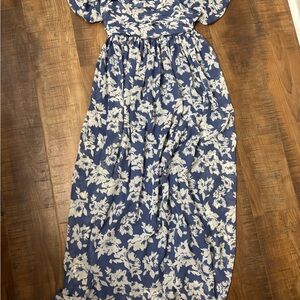 WallFlower Women's Eliza Pleated Chiffon Maxi Dress with Puff Sleeves